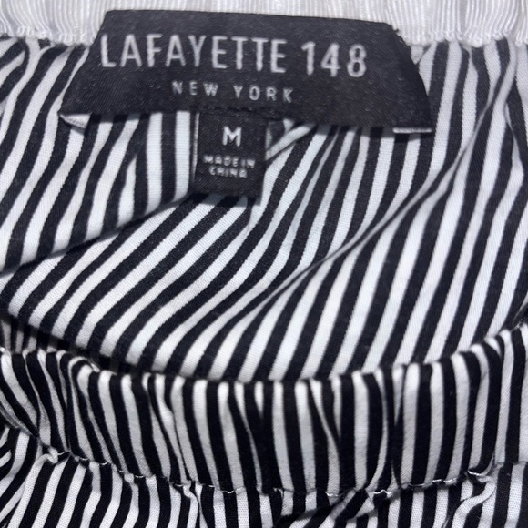 Lafayette 148 New York Black and White Striped Blouse - Picture 6 of 8
